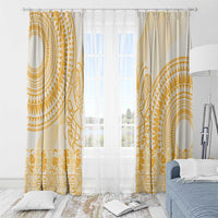 Niue Language Week Window Curtain The Rock Coconut Crab - Siapo Gold Pastel LT14 - Polynesian Pride