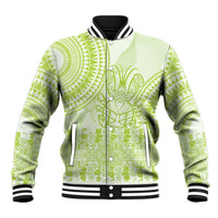 Lime Green Niue Language Week Baseball Jacket The Rock Coconut Crab - Siapo Pattern LT14 Unisex Lime Green - Polynesian Pride