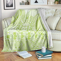 Lime Green Niue Language Week Blanket The Rock Coconut Crab - Siapo Pattern LT14 Lime Green - Polynesian Pride