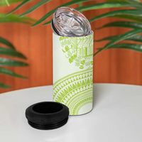 Lime Green Niue Language Week 4 in 1 Can Cooler Tumbler The Rock Coconut Crab - Siapo Pattern