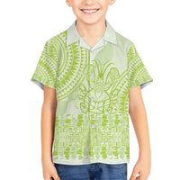 Lime Green Niue Language Week Family Matching Puletasi and Hawaiian Shirt The Rock Coconut Crab - Siapo Pattern