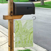 Lime Green Niue Language Week Garden Flag The Rock Coconut Crab - Siapo Pattern LT14 - Polynesian Pride