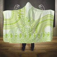 Lime Green Niue Language Week Hooded Blanket The Rock Coconut Crab - Siapo Pattern LT14 - Polynesian Pride