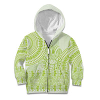 Lime Green Niue Language Week Kid Hoodie The Rock Coconut Crab - Siapo Pattern