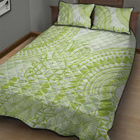 Lime Green Niue Language Week Quilt Bed Set The Rock Coconut Crab - Siapo Pattern LT14 - Polynesian Pride