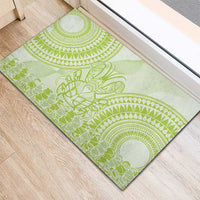 Lime Green Niue Language Week Rubber Doormat The Rock Coconut Crab - Siapo Pattern LT14 - Polynesian Pride