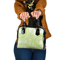 Lime Green Niue Language Week Shoulder Handbag The Rock Coconut Crab - Siapo Pattern