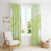 Lime Green Niue Language Week Window Curtain The Rock Coconut Crab - Siapo Pattern LT14 - Polynesian Pride