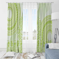 Lime Green Niue Language Week Window Curtain The Rock Coconut Crab - Siapo Pattern LT14 - Polynesian Pride