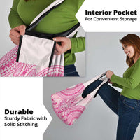 Pink Niue Language Week Grocery Bag The Rock Coconut Crab - Siapo Pattern