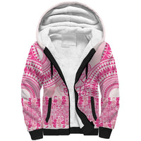 Pink Niue Language Week Sherpa Hoodie The Rock Coconut Crab - Siapo Pattern LT14 Unisex Pink - Polynesian Pride