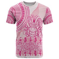 Pink Niue Language Week T Shirt The Rock Coconut Crab - Siapo Pattern LT14 Pink - Polynesian Pride