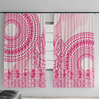 Pink Niue Language Week Window Curtain The Rock Coconut Crab - Siapo Pattern LT14 With Hooks Pink - Polynesian Pride