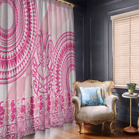Pink Niue Language Week Window Curtain The Rock Coconut Crab - Siapo Pattern LT14 - Polynesian Pride