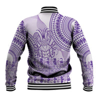 Purple Niue Language Week Baseball Jacket The Rock Coconut Crab - Siapo Pattern LT14 - Polynesian Pride