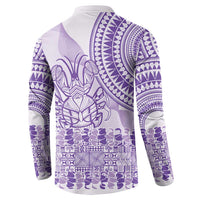 Purple Niue Language Week Button Sweatshirt The Rock Coconut Crab - Siapo Pattern LT14 - Polynesian Pride