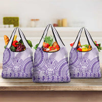 Purple Niue Language Week Grocery Bag The Rock Coconut Crab - Siapo Pattern