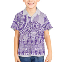 Purple Niue Language Week Kid Hawaiian Shirt The Rock Coconut Crab - Siapo Pattern