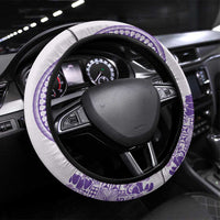 Purple Niue Language Week Steering Wheel Cover The Rock Coconut Crab - Siapo Pattern LT14 Universal Fit Purple - Polynesian Pride