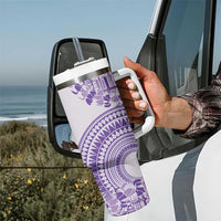 Purple Niue Language Week Tumbler With Handle The Rock Coconut Crab - Siapo Pattern LT14 - Polynesian Pride