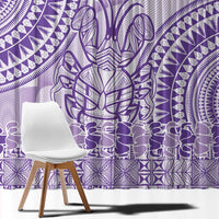 Purple Niue Language Week Window Curtain The Rock Coconut Crab - Siapo Pattern LT14 - Polynesian Pride