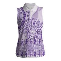 Purple Niue Language Week Women Sleeveless Polo Shirt The Rock Coconut Crab - Siapo Pattern LT14 Female Purple - Polynesian Pride