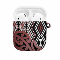 New Zealand AirPods Case Aotearoa Kowhaiwhai Mix Taniko Art LT14 Brown - Polynesian Pride