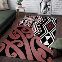New Zealand Area Rug Aotearoa Kowhaiwhai Mix Taniko Art LT14 Brown - Polynesian Pride