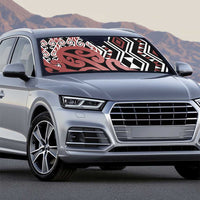 New Zealand Auto Sun Shade Aotearoa Kowhaiwhai Mix Taniko Art - Polynesian Pride