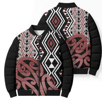 New Zealand Bomber Puffer Jacket Aotearoa Kowhaiwhai Mix Taniko Art - Polynesian Pride