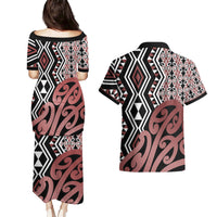 New Zealand Couples Matching Puletasi Dress and Hawaiian Shirt Aotearoa Kowhaiwhai Mix Taniko Art LT14 - Polynesian Pride