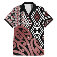 New Zealand Family Matching Mermaid Dress and Hawaiian Shirt Aotearoa Kowhaiwhai Mix Taniko Art LT14 Dad's Shirt - Short Sleeve Brown - Polynesian Pride