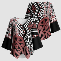 New Zealand Kimono Sleeve Blouse Aotearoa Kowhaiwhai Mix Taniko Art - Polynesian Pride