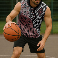 New Zealand Sleeveless Hoodie Aotearoa Kowhaiwhai Mix Taniko Art - Polynesian Pride