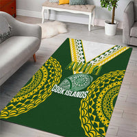 Avaiki Cook Islands Rugby Area Rug Kuki Airani Tatau Green - Polynesian Pride