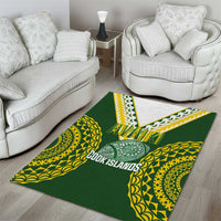 Avaiki Cook Islands Rugby Area Rug Kuki Airani Tatau Green - Polynesian Pride