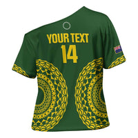 Custom Avaiki Cook Islands Rugby Cross Shoulder Shirt Kuki Airani Tatau Green LT14 - Polynesian Pride