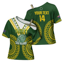 Custom Avaiki Cook Islands Rugby Cross Shoulder Shirt Kuki Airani Tatau Green LT14 - Polynesian Pride