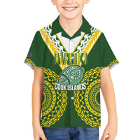 Custom Avaiki Cook Islands Rugby Family Matching Puletasi and Hawaiian Shirt Kuki Airani Tatau Green - Polynesian Pride