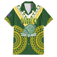 Custom Avaiki Cook Islands Rugby Family Matching Short Sleeve Bodycon Dress and Hawaiian Shirt Kuki Airani Tatau Green - Polynesian Pride
