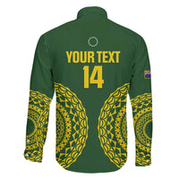 Custom Avaiki Cook Islands Rugby Family Matching Short Sleeve Bodycon Dress and Hawaiian Shirt Kuki Airani Tatau Green - Polynesian Pride