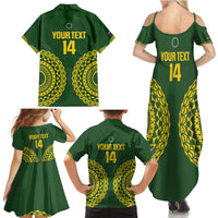 Custom Avaiki Cook Islands Rugby Family Matching Summer Maxi Dress and Hawaiian Shirt Kuki Airani Tatau Green - Polynesian Pride