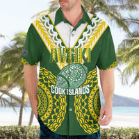 Custom Avaiki Cook Islands Rugby Hawaiian Shirt Kuki Airani Tatau Green LT14 - Polynesian Pride