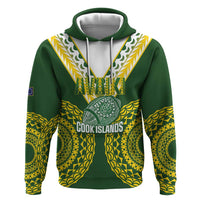 Custom Avaiki Cook Islands Rugby Hoodie Kuki Airani Tatau Green - Polynesian Pride