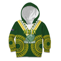 Custom Avaiki Cook Islands Rugby Kid Hoodie Kuki Airani Tatau Green - Polynesian Pride