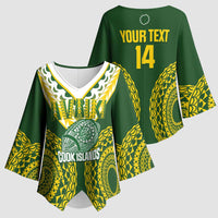 Custom Avaiki Cook Islands Rugby Kimono Sleeve Blouse Kuki Airani Tatau Green - Polynesian Pride