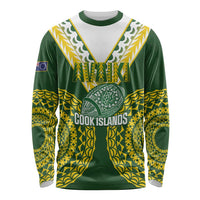 Custom Avaiki Cook Islands Rugby Long Sleeve Shirt Kuki Airani Tatau Green - Polynesian Pride