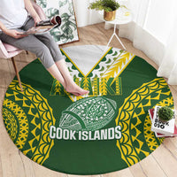 Avaiki Cook Islands Rugby Round Carpet Kuki Airani Tatau Green - Polynesian Pride