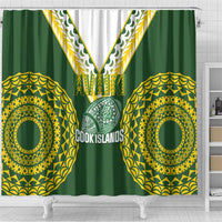 Avaiki Cook Islands Rugby Shower Curtain Kuki Airani Tatau Green - Polynesian Pride