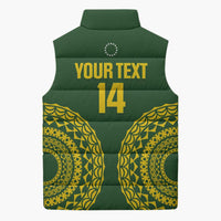 Custom Avaiki Cook Islands Rugby Sleeveless Puffer Jacket Kuki Airani Tatau Green - Polynesian Pride